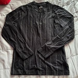 hollister long sleeve black pinstripe shirt
